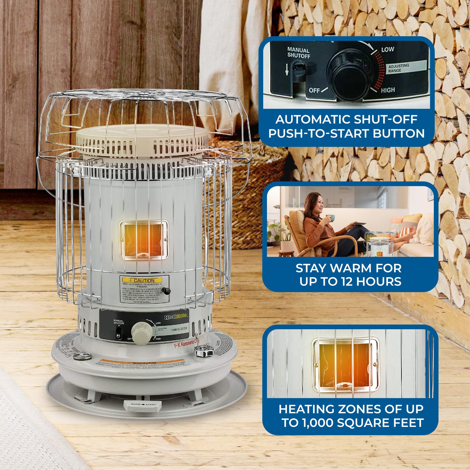 Sengoku Heatmate Hmc-23K Portable Indoor/Outdoor Kerosene Heater For 1000 Sq.Ft., 23,500 Btu, Auto Safety Shut Off, Tip-Over Swi